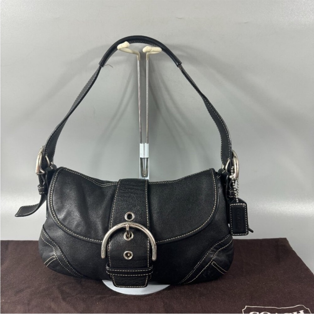 COACH Black Leather Hobo Bag